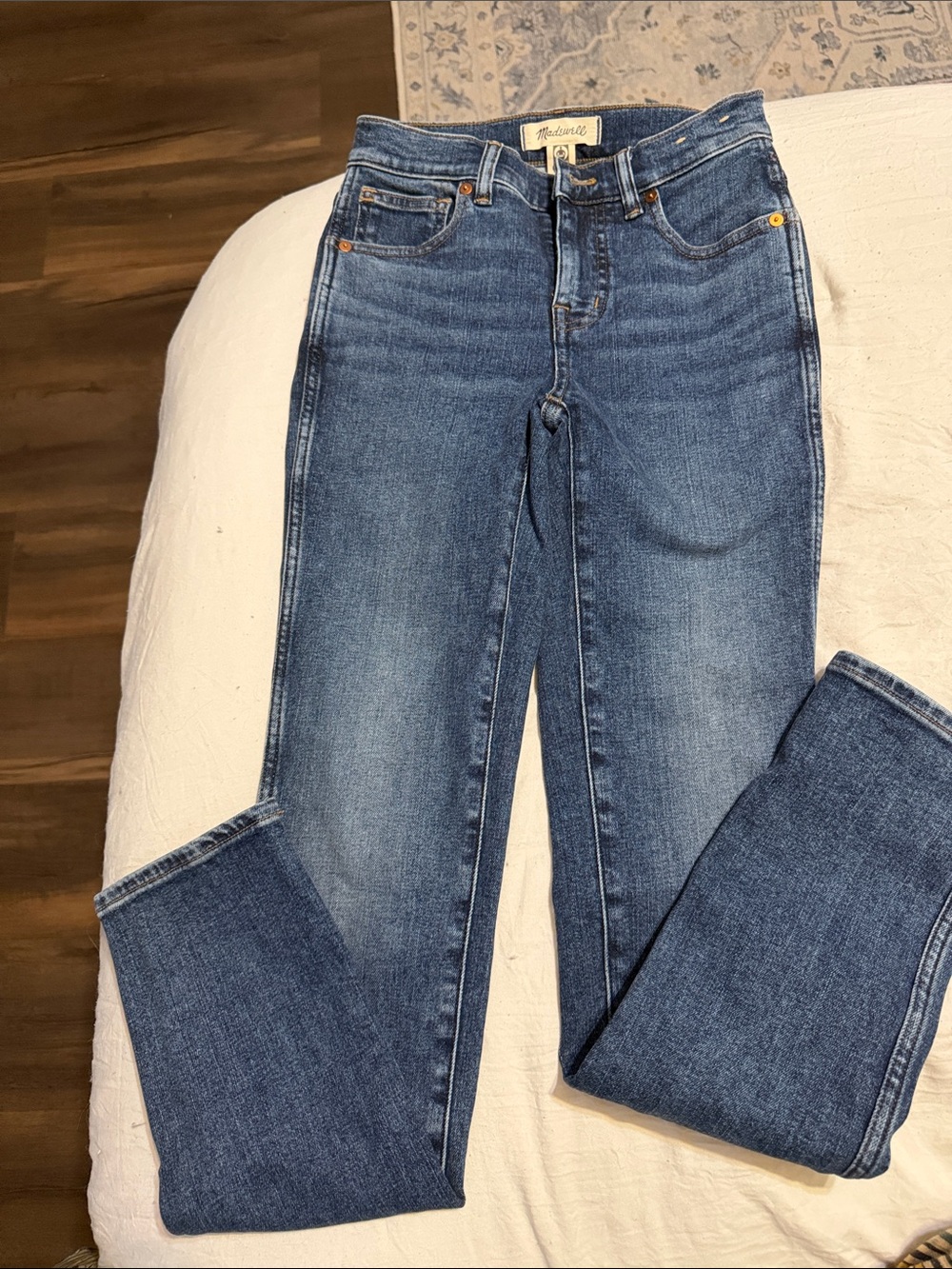 Madewell High-Rise Straight Jeans in Blue Denim